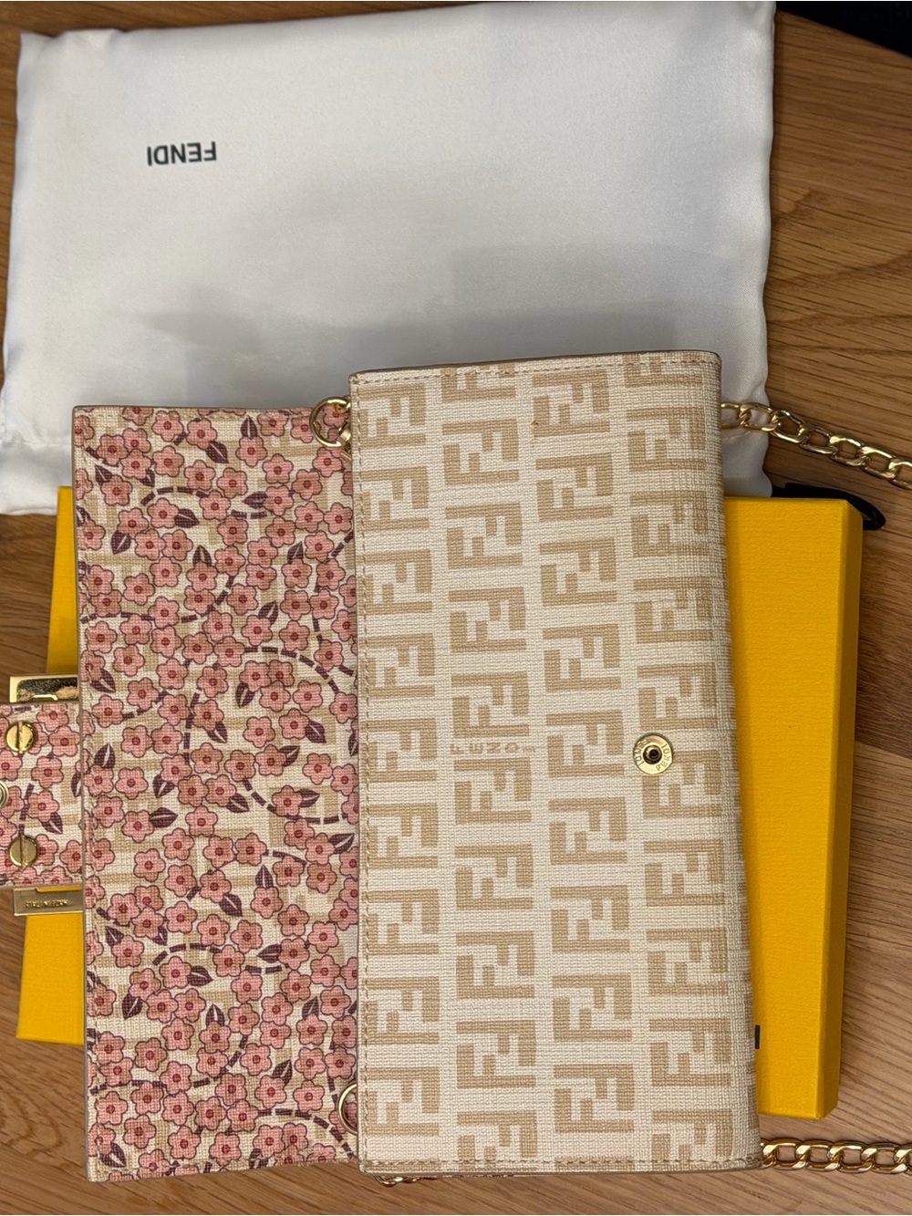 Fendi Beige FF Logo Continental Wallet with Gold Buckle Accent - Picture 7 of 15